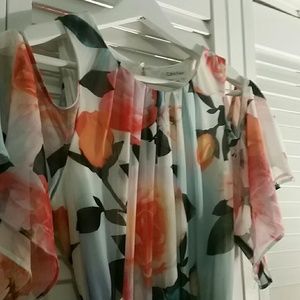 Long floral dress with open shoulders Sz 8